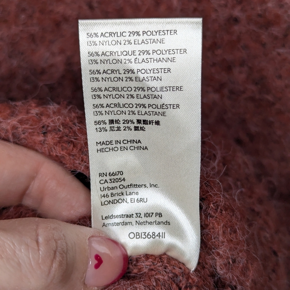 Free People Mila Hoodie Sweater Size Small Cherry Mahogany Oversized Boucle Knit - Picture 12 of 14